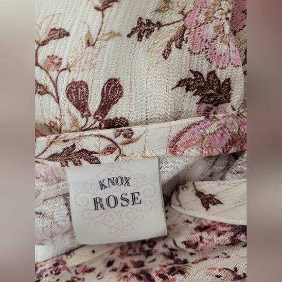 Knox Rose S Top Ruffle Sleeve ends. Floral With Metallic Threads EUC - Picture 4 of 5